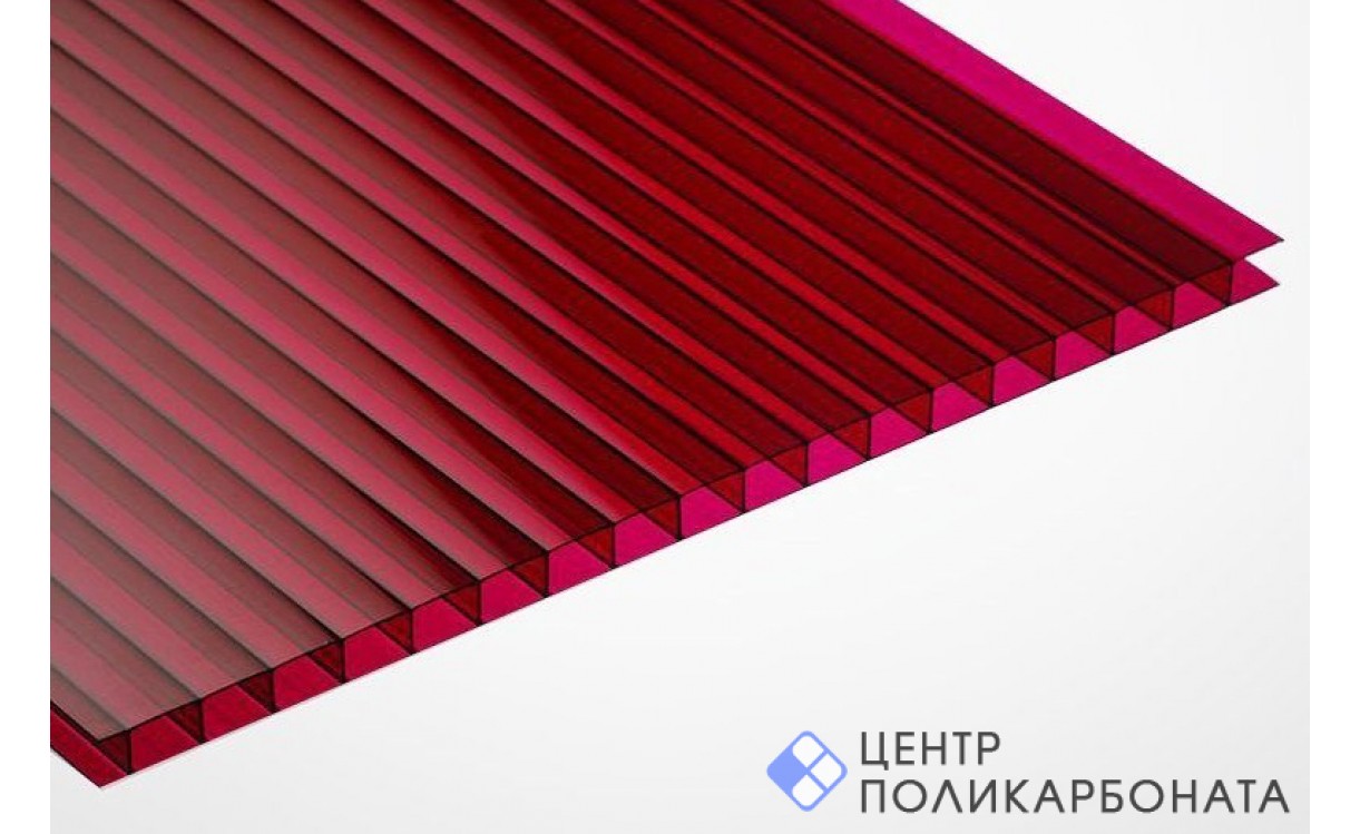 Цветной сотовый поликарбонат Мастер 6 мм Гранатовый