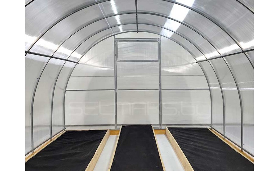 Теплица "Агроном Сила" 10 метров с поликарбонатом Скарб 6 мм 0,86 кг/м2