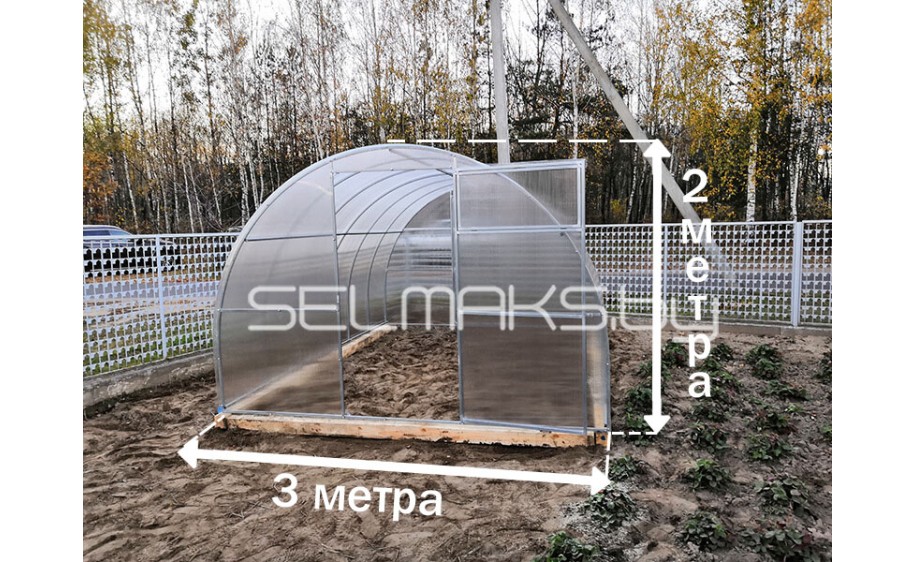 Теплица "Агроном Сила" 10 метров с поликарбонатом Скарб Про Люкс 6 мм 1,30 кг/м2
