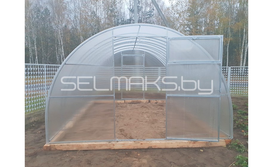 Теплица «Агроном Сила 3.3 Тандем» 4 метра с поликарбонатом Экосот 4 мм 0,42 кг/м2