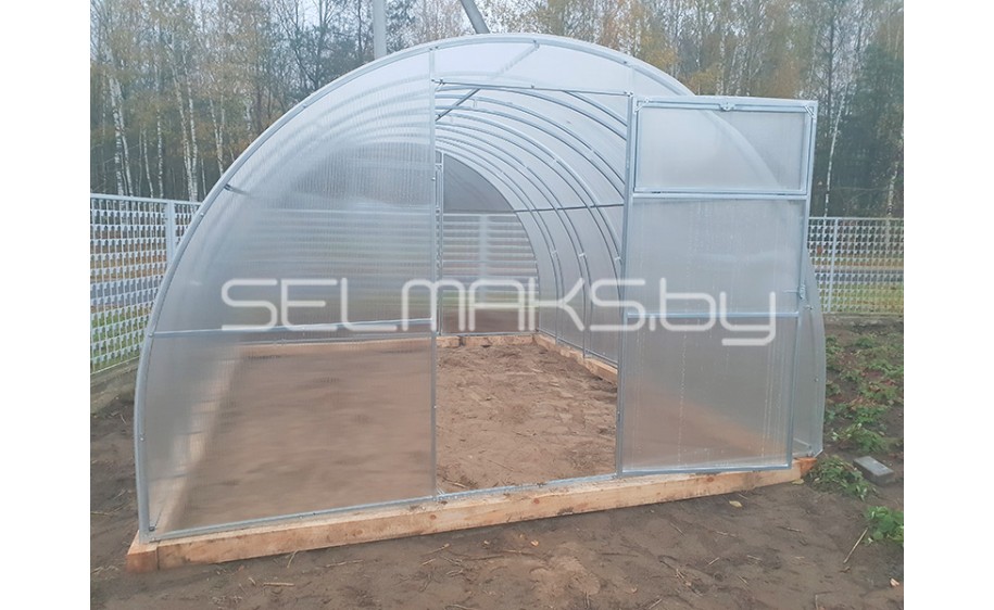 Теплица «Агроном Сила 3.3 Тандем» 4 метра с поликарбонатом Экосот 4 мм 0,42 кг/м2