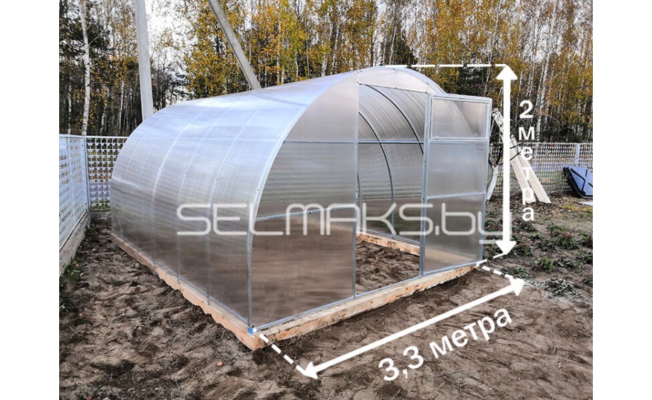 Теплица «Агросила» 3,3 4 метра с поликарбонатом Экосот 4 мм 0,42 кг/м2