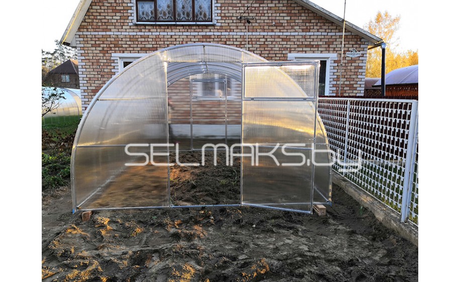 Теплица «Агроном Сила Тандем» 4 метра с поликарбонатом Экосот 4 мм 0,42 кг/м2