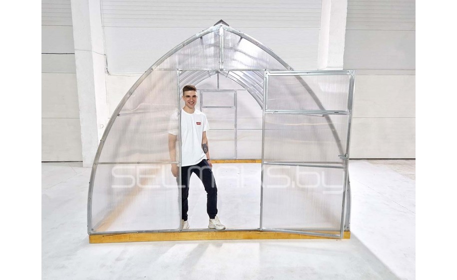 Теплица «Агроном Стрелка Плюс» 4 метра с поликарбонатом Экосот 4 мм 0,42 кг/м2