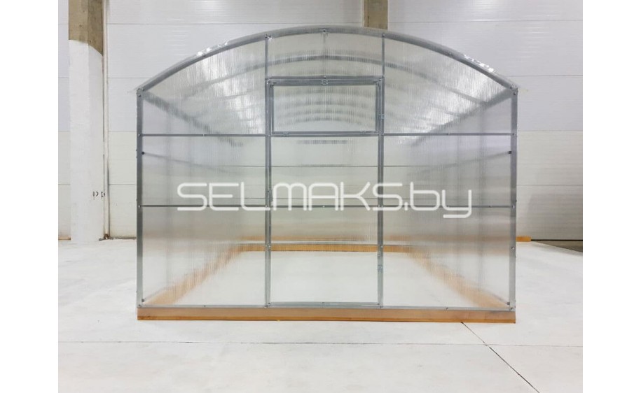 Теплица «Прямостенная 3.0 Плюс» 4 метра с поликарбонатом Экосот 4 мм 0,42 кг/м2