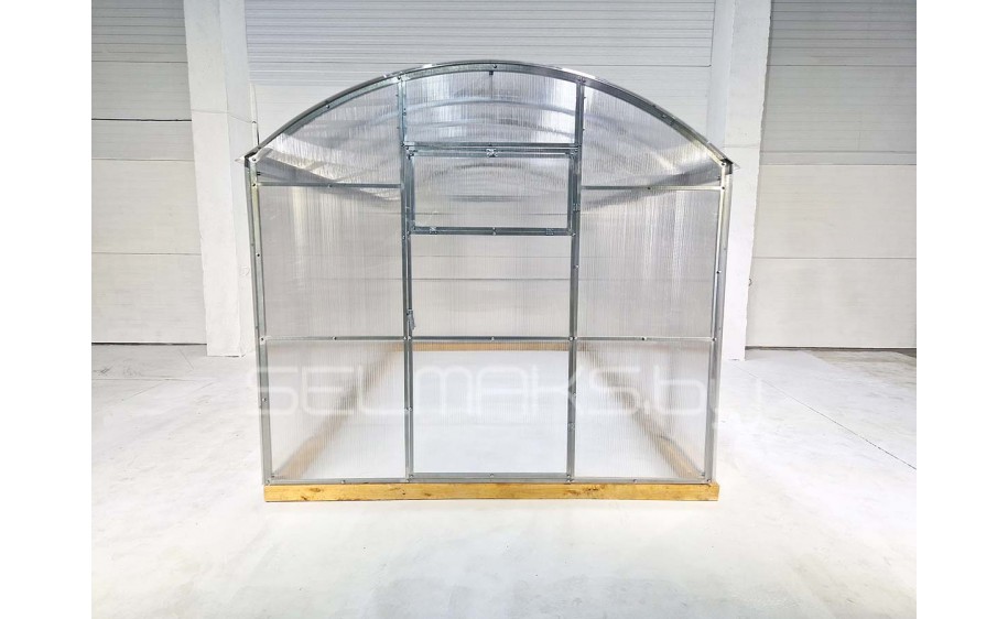 Теплица «Прямостенная 2.5» 4 метра с поликарбонатом Экосот 4 мм 0,42 кг/м2